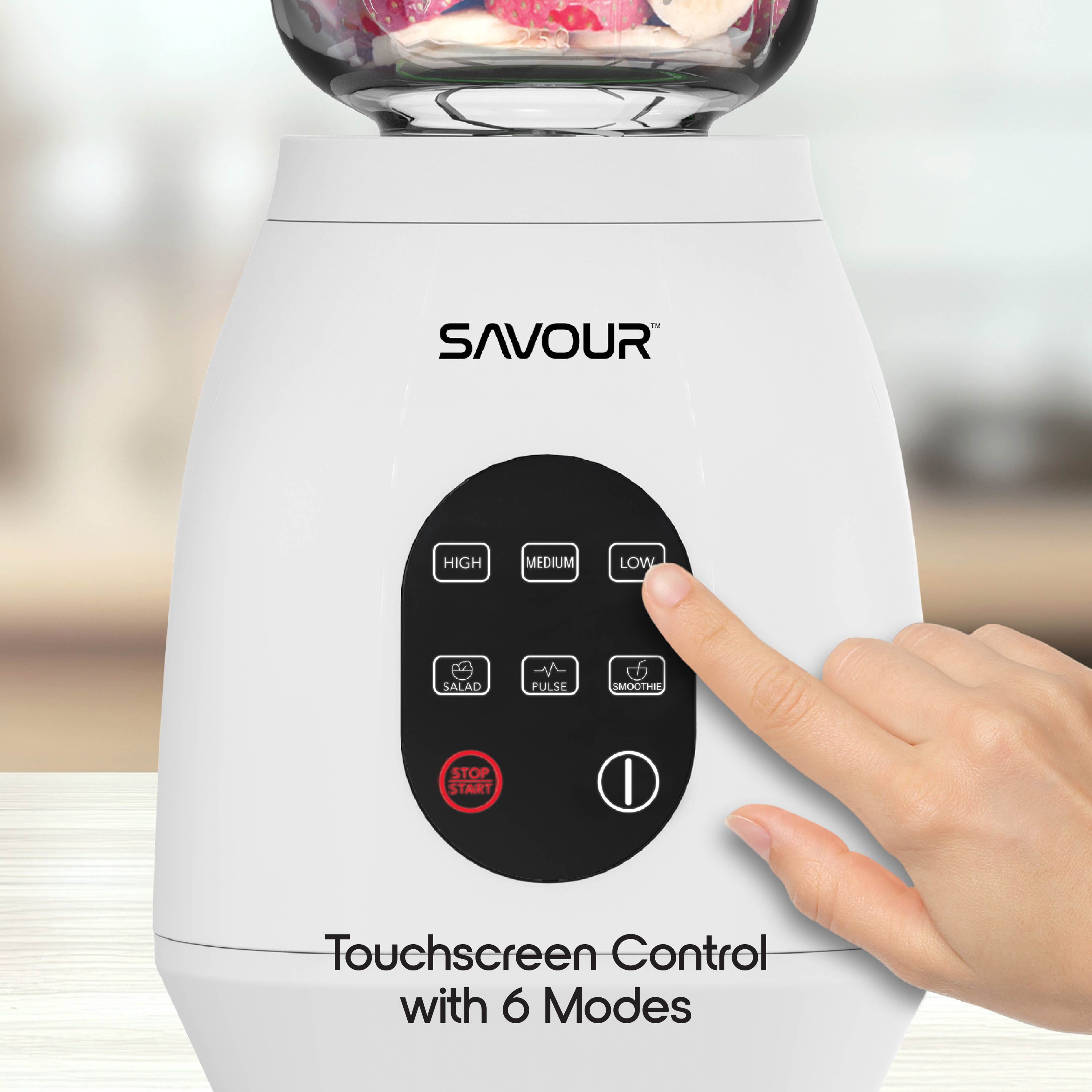 Savour by Tzumi 500W Touchscreen Smoothie Blender – 50oz Ice Crushing Countertop Blender for Smoothies, Sauces, Cocktails and More