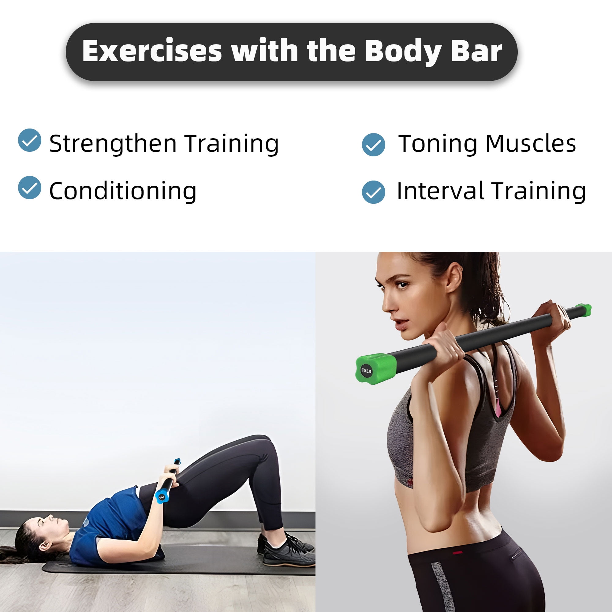 Signature Fitness Total Body Workout Exercise Weighted Bar Padded Grip 3 Pack Walmart