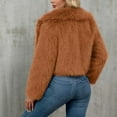thumbnail image 5 of Fuzzy Thicken Coat for Women Lapel Long Sleeve Solid Color Open Front Cardigan Jacket Brown 2XL, 5 of 7