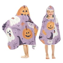 Yayeee Kids Hooded Towels Toddler Soft Absorbent Beach Bathing Wrap 50" x 23.5", Purple Cute Halloween