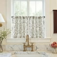 thumbnail image 4 of Small Window Curtains 24 Inch Linen Floral Curtain Set for Kitchen Bathroom Cafe Curtains Light Filtering Window Treatment Farmhouse Cottagecore Back Tab Drapes 2 Panels Grey on Beige, 4 of 8