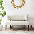 thumbnail image 2 of Addilynn Rectangular Bench Cream White Linen Upholstered Button Tufted, 2 of 10
