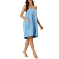 thumbnail image 4 of INSPIRE CHIC Women's Towel Wrap Robe Bathrobe Spa Towels with Shower Cap for Bath S Blue, 4 of 6
