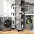 thumbnail image 2 of HOMCOM Foldable Clothes Drying Rack with 2 Side Wings and 4 Castors Black, 2 of 10