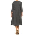 thumbnail image 4 of Women's Casual Plus Loose Fit 3/4 Sleeve Jersey Knit A-Line Polka Midi Dress, 4 of 4