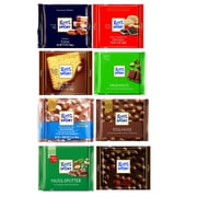 Ritter sport Mix | King chocolate lovers. A bundle of 8 delicious chocolate Milk bars| Butter biscuit, Hazelnut, Almond, Praline, Macadamia, Marzipan. 100gr each