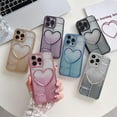 thumbnail image 2 of Luxury Glitter Electroplate Love Heart Sparkle Phone Case Lens Protective Cover Compatible with iPhone 13 Pro, Purple, 2 of 7