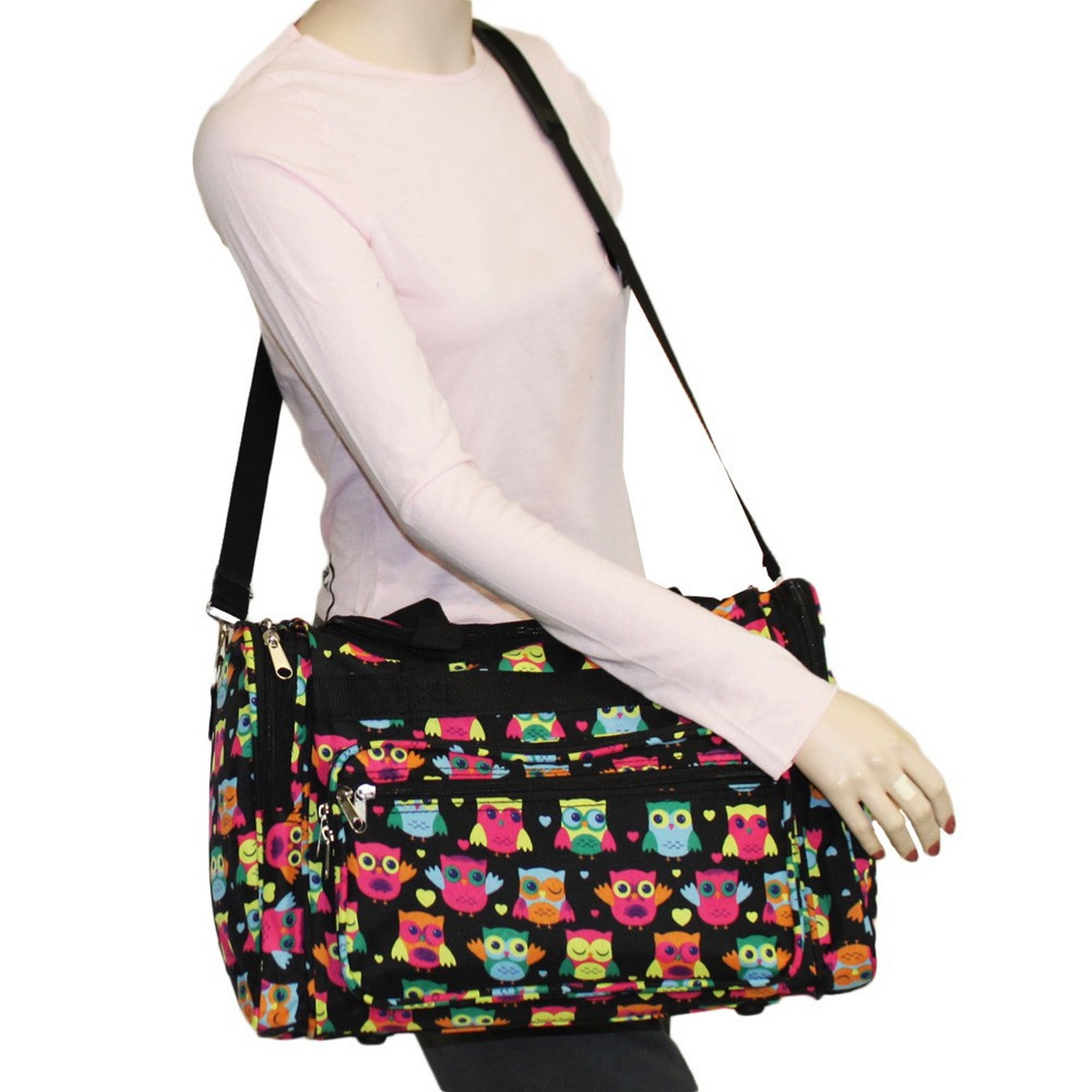 CalBags Animal Prints 19-inch Duffel Bag, Owl Black