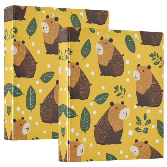 Iauyy PVC Round Ring Binders, 200 Page Capacity, 2 Pack，Capybaras