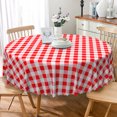 thumbnail image 4 of Nanqianyi 60" Round Red White Check Tablecloth,Farmhouse Style Table Cover for Christmas Gathering, 4 of 4