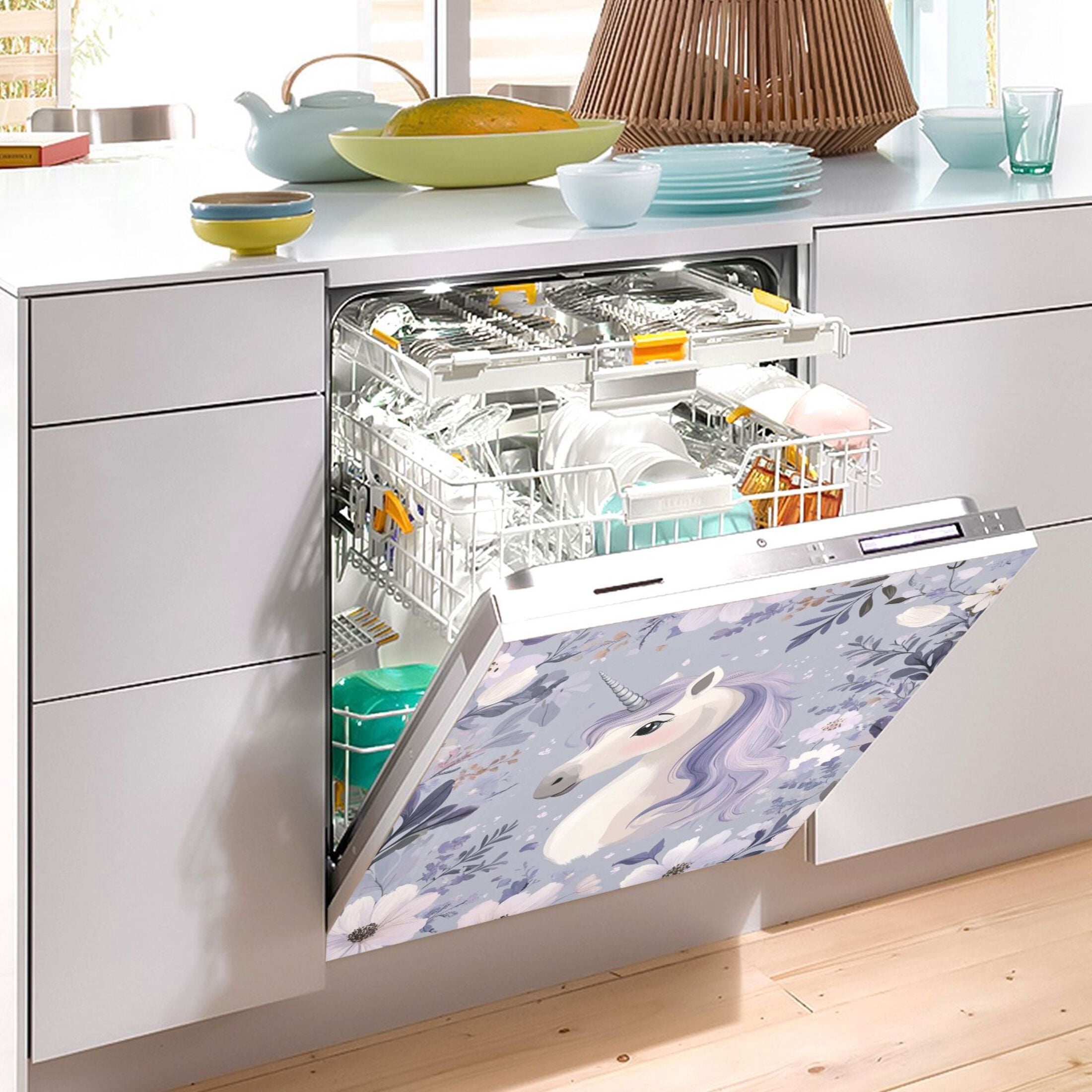 Dishwasher Magnetic Sticker 23x26 Inch Refrigerator Magnetic Sticker Washing Machine Magnetic Sticker Kitchen Panel Magnetic Sticker Home Decor Cool Cute Unicorn