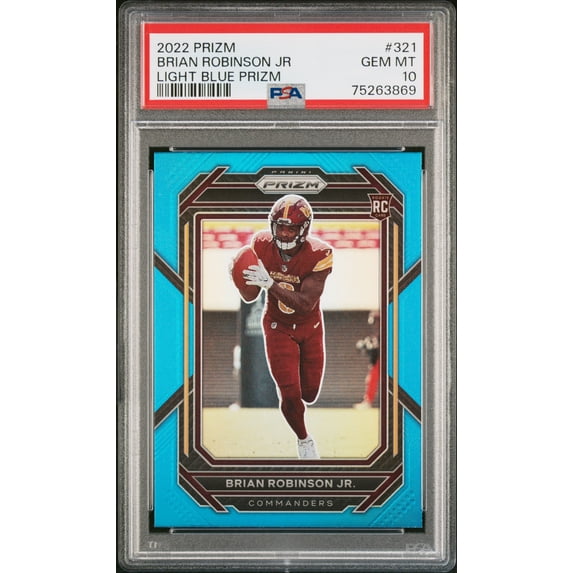 Brian Robinson Jr. 2022 Panini Prizm Light Blue Prizm Rookie Card #321 PSA 10