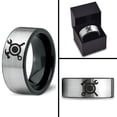 thumbnail image 4 of Tungsten Hammer Wrench Screw Crossed Band Ring 8mm Men Women Comfort Fit Brushed Gray Flat Cut Black Polished, 4 of 4