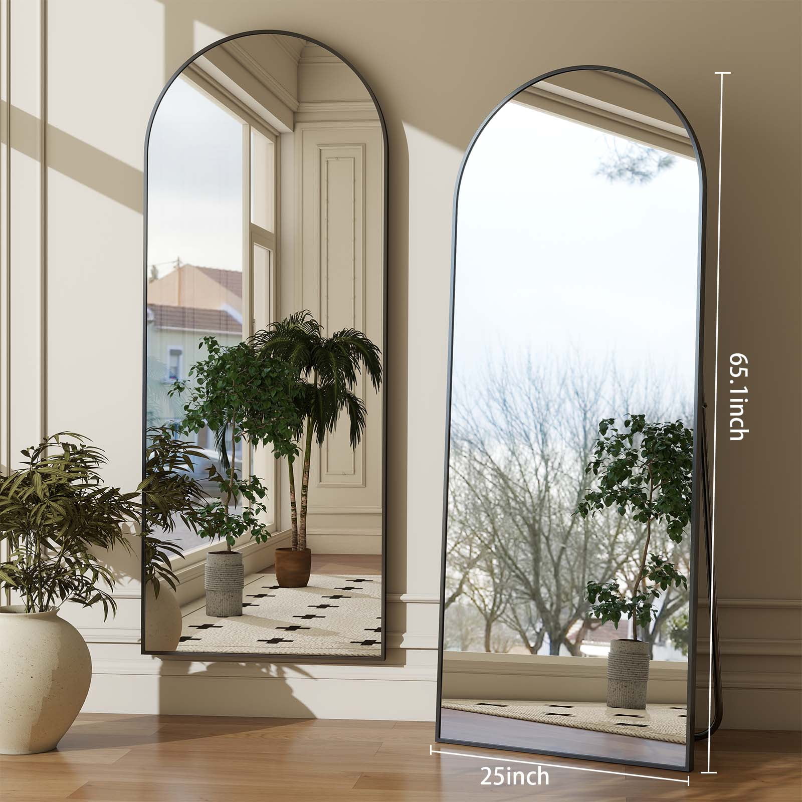 BEAUTYPEAK 65.1"x 25" Arched Full Length Floor Mirror Full Body with Stand,Black  (图3) BEAUTYPEAK 65.1"x 25" Arched Full Length Floor Mirror Full Body with Stand,Black  (图3)