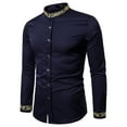 thumbnail image 2 of Men's Long Sleeve Slim Fit Shirt Casual Button Down Business Uniform Shirts Fashion Embroidered Western Work Shirt, 2 of 4