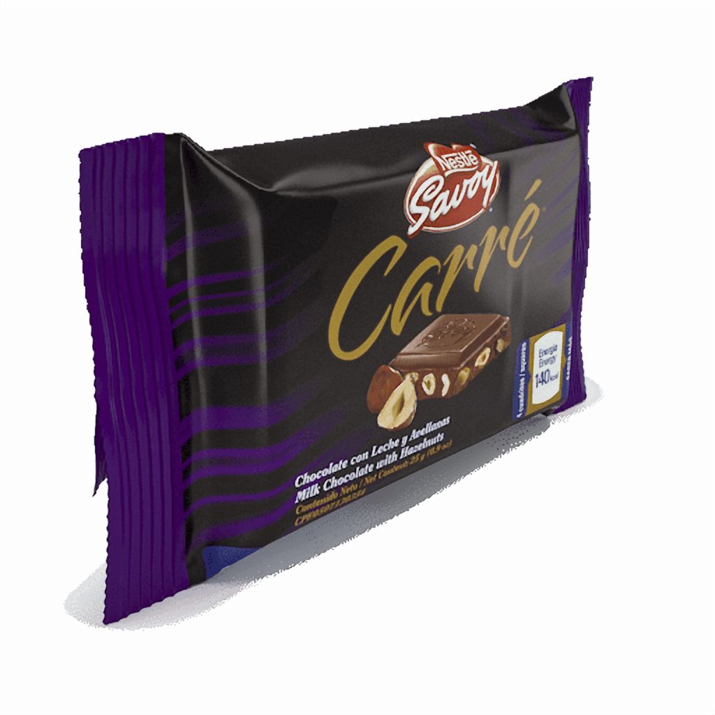 Savoy Carre Milk Chocolate with Hazelnuts – 16-Pack (25g/0.88oz Each)