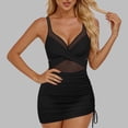 thumbnail image 5 of Aboser Womens One Piece Swimdress High Waisted Mesh Sheer Swimsuits Push Up Padded Bathing Suit Slim Fit Summer Beachwear, 5 of 9