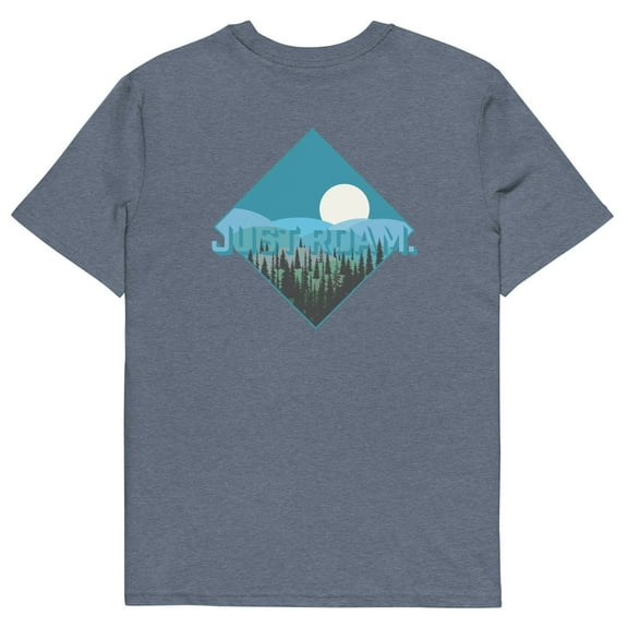 JUST ROAM. SEEKER ORGANIC COTTON T-SHIRT Dark Heather Blue - Large
