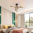 thumbnail image 3 of MONIPA 6 Lights Sputnik Mid Century Modern black gold Ceiling Light Fixture, LED Restaurant Lamp Lighting Gold Pendant Chandelier Decorative Luminaire, for Dining Room, Bedroom, Kitchen, 3 of 7