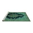 thumbnail image 2 of Ahgly Company Machine Washable Indoor Round Medallion Turquoise Blue Traditional Area Rugs, 8' Round, 2 of 4