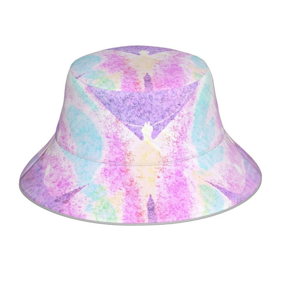 KLL Purple Sparkling Butterfly Bucket Hat for Women Men Packable Travel Beach Sun Hat Outdoor Rave Accessories Reflective Fisherman Cap