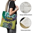 thumbnail image 3 of The Twits Bolso de tela con estampado de lienzo para mujer, bolsa de compras reutilizable y estética, con cremallera interior, regalo para mujer,38*45cm., 3 of 6