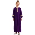 thumbnail image 1 of Jhaoyu Robes Musulmanes pour Filles, Abaya à Col Rond, Manches Longues, Robe Maxi pour Fête à Thème Ramadan, Mascarade, Violet 12, 1 of 7