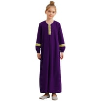 TiaoBug Kids Girls Long Sleeve Prayer Muslim Islamic Dress Church Abaya Praise Dance Robe Purple 6