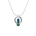 thumbnail image 2 of Delight Jewelry Silvertone Tropical Blue Flip Flop with Palm Tree Gymnastics Ring Charm Necklace, 18", 2 of 4
