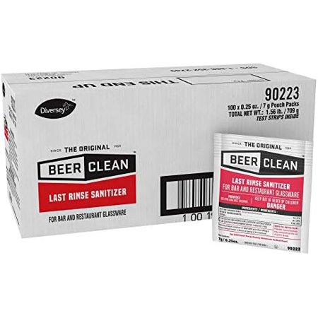 Diversey-90223 Beer Clean Last Rinse Glass Sanitizer, .25oz Powder Packet (100 Pack)