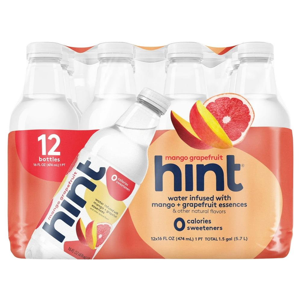 Hint Water Infused with Mango + Grapefruit Essences, 16 fl oz, 12 count