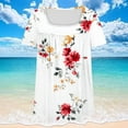 thumbnail image 5 of ITSAME Womens Plus Size T-Shirts, Short Sleeve Square Neck Floral Summer Pleated Tops White 3XL, 5 of 5