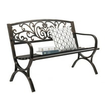 Zimtown  50'' Outdoor Bench Patio Park Bench, Iron Garden Bench, Bronze
