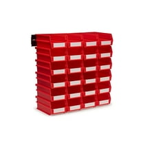 Triton Products® LocBin 26-Piece Wall Storage Unit with 7-3/8"L x 4-1/8"W x 3"H Interlocking Poly Bins, 24ct, Wall Mount Rails 8-3/4"L with Hardware, 2pk