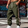 thumbnail image 4 of LWavelet Men's Side Striped Tapered Joggers - Drawstring Waist Trendy Design Casual Everyday Pants Army Green M, 4 of 9