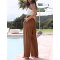 thumbnail image 3 of Pantalón palazzo de algodón y lino para mujer Faleave, color óxido, talla M, 3 of 7