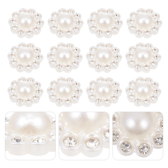 ULTNICE 50pcs Pearl Decor Flat Back Buttons For Diy Craft Decorative Buttons For Clothing Home Decor