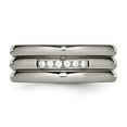 thumbnail image 2 of Auriga Fine Jewelry Titanium with CZ 8mm Grooved Band for Men Size 10.5, 2 of 6