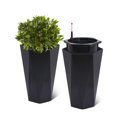 thumbnail image 1 of Bingirl Tall Diamond Planters Set of 2 Distinctive Shape Design Water Level Window Smooth Rolling Wheels Versatile Placement for Patio Porch Living Room Home Office, 1 of 10