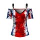 thumbnail image 4 of Tops de Mujer Blusa Casual Elegante Camisas Con Cuello en V Cremallera Suelta Tanque Fuera Del Hombro Impresión Manga Corta Odeerbi ODB164709, 4 of 4