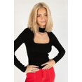 thumbnail image 2 of Ragstock Black Ribbed Mock Neck Cut Out Sweater, 2 of 4