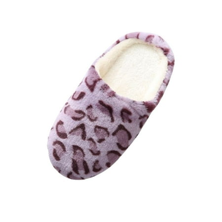 

1 Pairs Women And Men Indoor Plush Velvet Keep Warm Floor Shoes Silent Soft-soled Cotton Slippers Fur Slippers PURPLE 38-39