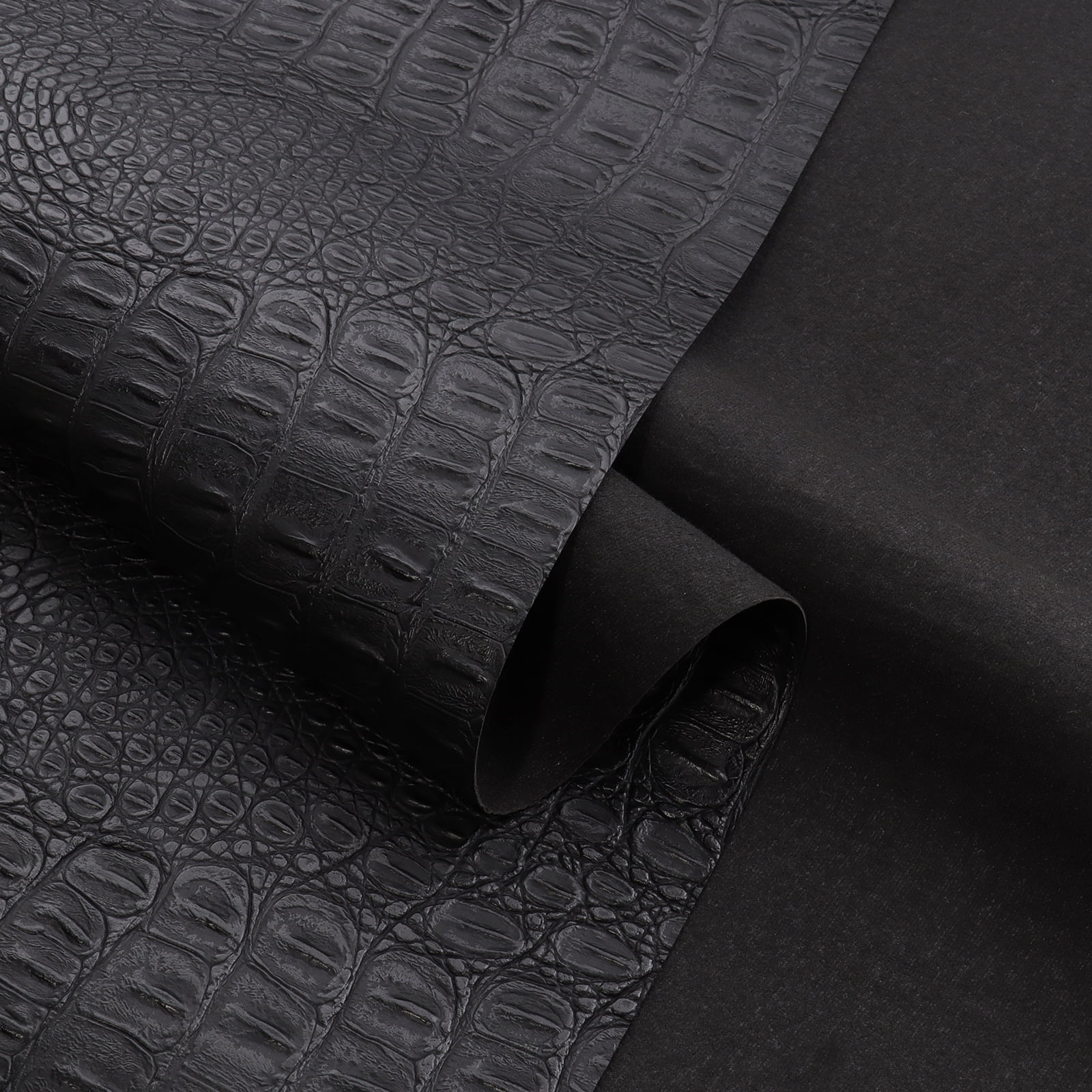 EdgeSeal Faux Leather Fabric, 54 in x 36 in, Crocodile Pattern, Upholstery Crafts, Black