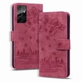 thumbnail image 5 of Dteck for Samsung Galaxy S21 Ultra Wallet Case, Floral Cat Embossed Leather Wallet Stand Flip Protective Case Cover with Card Holder,Red, 5 of 5