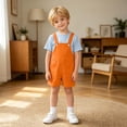 thumbnail image 6 of Angala Toddler Boys Shorts Solid Overalls Shorts Summer Kawaii Fashion Comfortable Party Dailywear Kids Shorts Size 8-9 Years Orange, 6 of 6