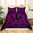 thumbnail image 3 of Funda Nórdica para Niños, Niñas y Adolescentes, Funda Nórdica Hoja de Cannabis Neón, 3 of 7