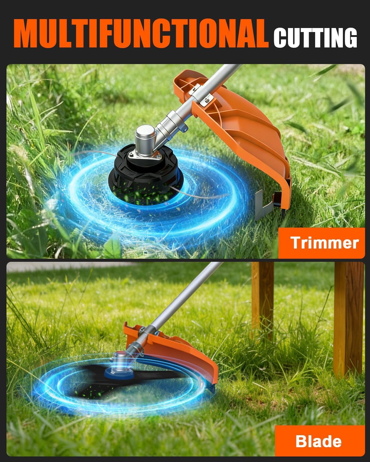 NEOTEC 52CC Gas Weed Wacker 2-Cycle, Heavy Duty Brush Cutter, Anti-Fatigue Comfort Grip & Dual Shoulder Harness, Gasoline String Trimmer for Lawn Garden Grass Edge and Weed Clearing