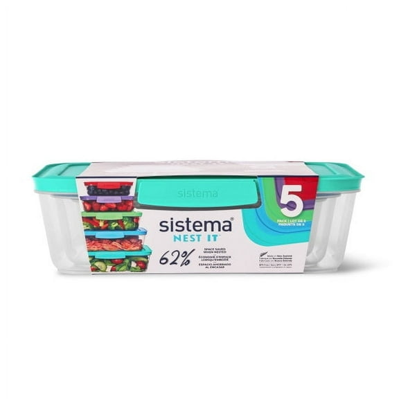 Sistema Nest It Food Storage Containers with Lids, 5 Pack