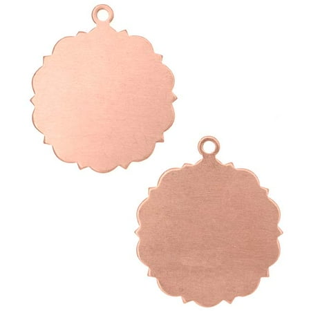 Solid Copper Designer Pendant - Solid Copper Round Stamping Blank Pendants With Scroll Edge 22mm (2)
