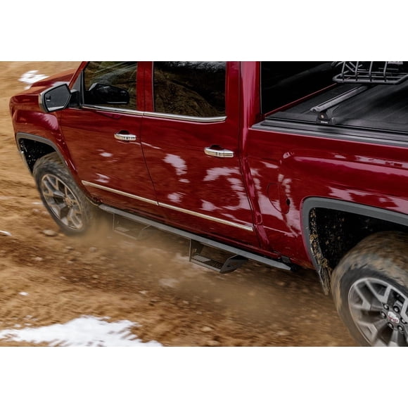 Convient 2022-2024 Nissan Frontier N-Fab Nerf Bar PRN2273CC-TX Predator Pro; avec Marches Tombantes; Design Angulaire Droit; Revêtement en Poudre Texturée Noire; Aluminium; avec Embouts en Aluminium